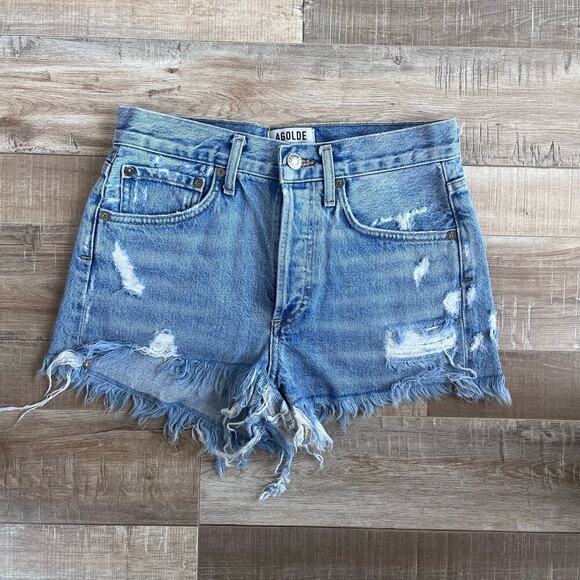 AGOLDE Parker Cut Off Denim Shorts - Swap Meet - Size 23 - Picture 2 of 6